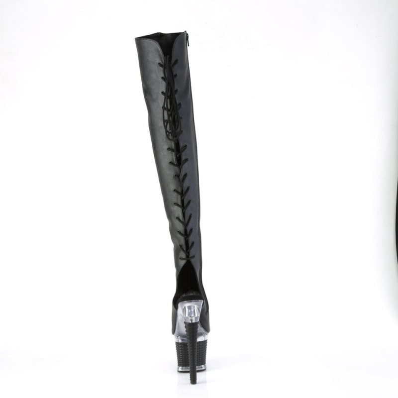 Pleaser Spectator-3019 Vegan Leather Hoge Hakken Dames Zwart | SNFPX-BE