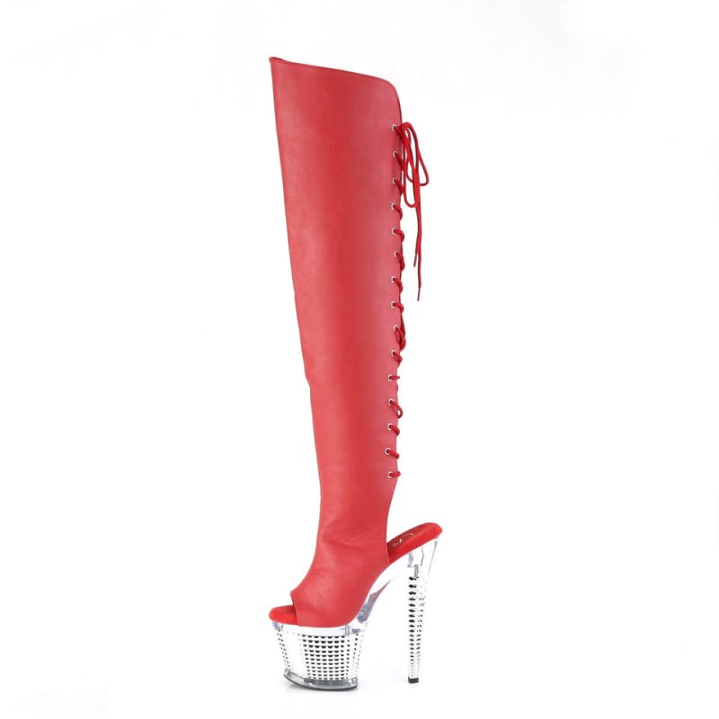 Pleaser Spectator-3019 Vegan Leather Hoge Hakken Dames Rood | KWMPT-BE