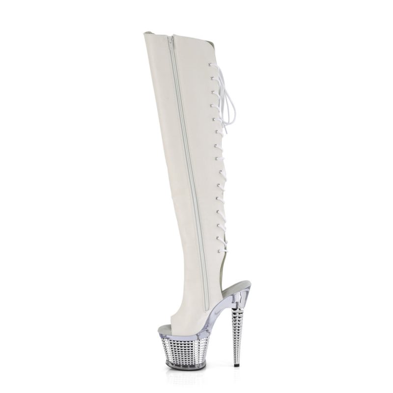 Pleaser Spectator-3019 Vegan Leather Hoge Hakken Dames Wit | KBEMG-BE