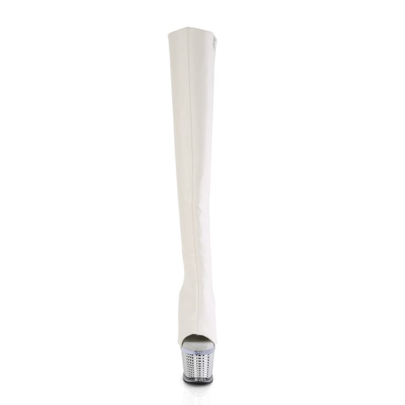 Pleaser Spectator-3019 Vegan Leather Hoge Hakken Dames Wit | KBEMG-BE