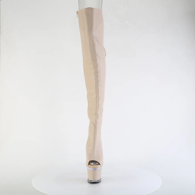 Pleaser Spectator-3030 Faux Leather Hoge Hakken Dames Beige | FUVNY-BE