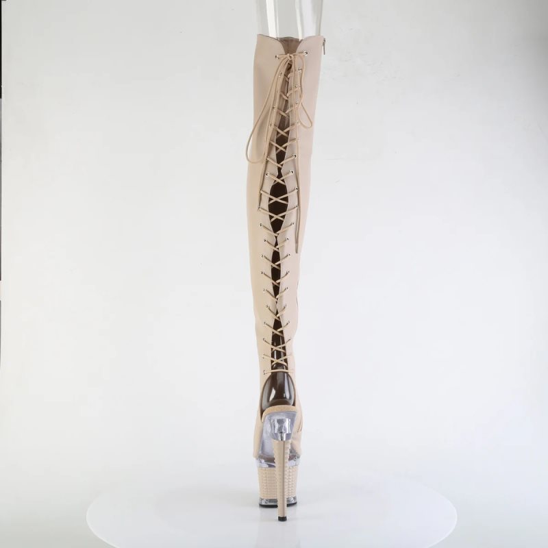 Pleaser Spectator-3030 Faux Leather Hoge Hakken Dames Beige | FUVNY-BE