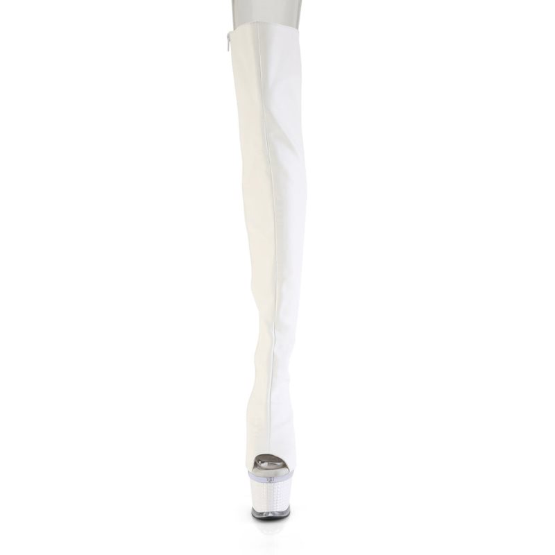 Pleaser Spectator-3030 Faux Leather Hoge Hakken Dames Wit | IWVXU-BE