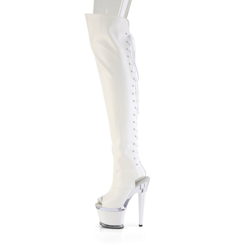 Pleaser Spectator-3030 Faux Leather Hoge Hakken Dames Wit | IWVXU-BE