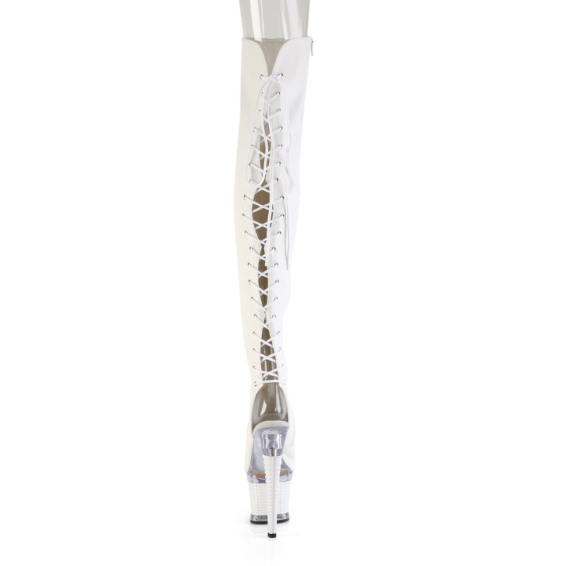 Pleaser Spectator-3030 Faux Leather Hoge Hakken Dames Wit | IWVXU-BE