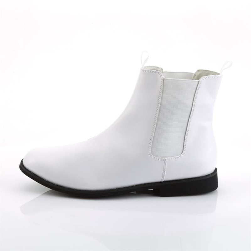 Pleaser Trooper-12 Vegan Leather Chelsea Laarzen Heren Wit | IUAGQ-BE