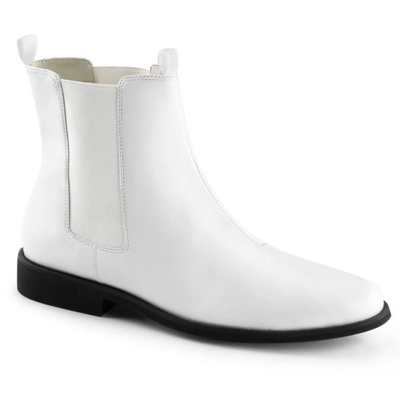 Pleaser Trooper-12 Vegan Leather Chelsea Laarzen Heren Wit | IUAGQ-BE
